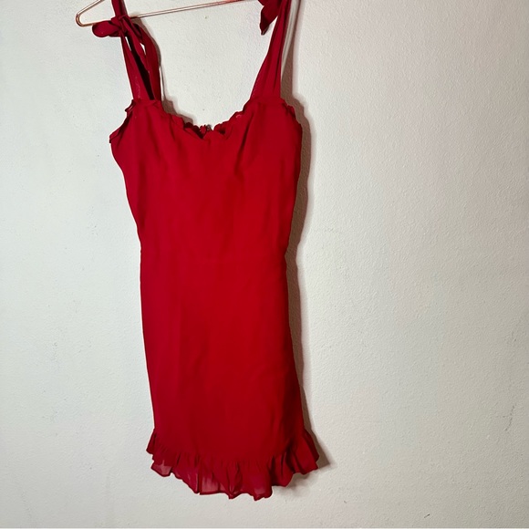 NWOT Reformation Christine Red Chiffon Mini Dress 2 - Picture 10 of 14